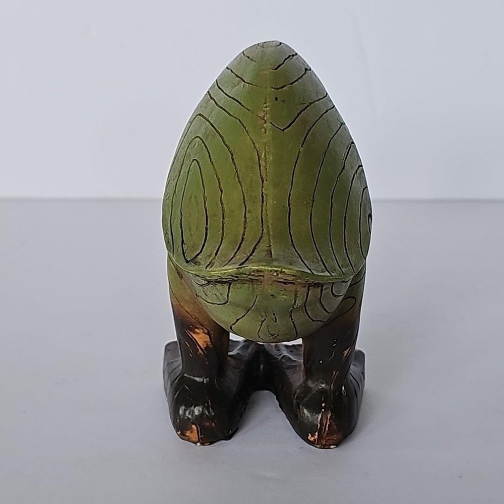 Vintage Wood Look Green Duck Figure Figurine Rustic Resin Distressed 1915 - Picture 8 of 10